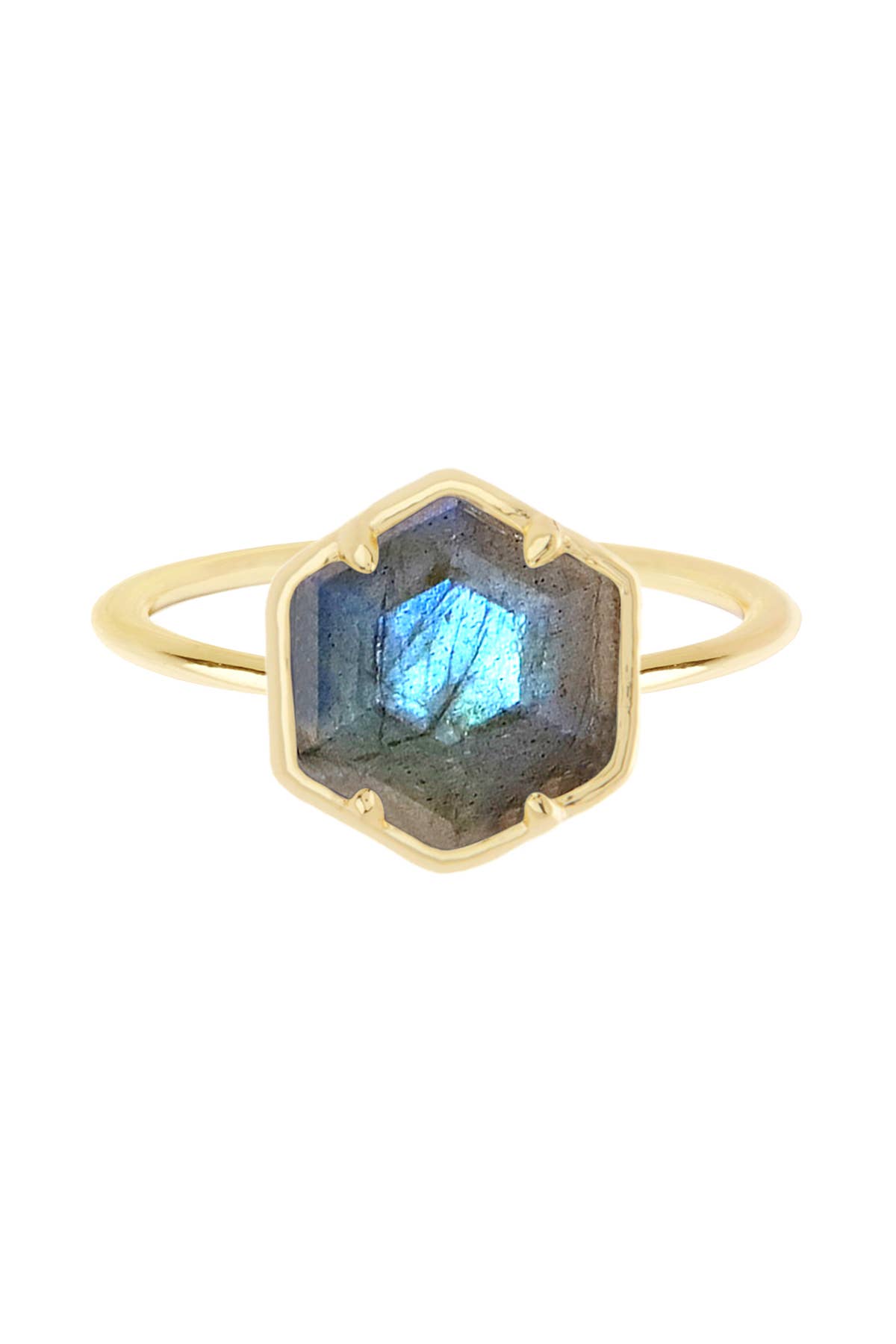 Ami Labradorite Hexagon Ring - gold filled - Lalka Beauty Co.