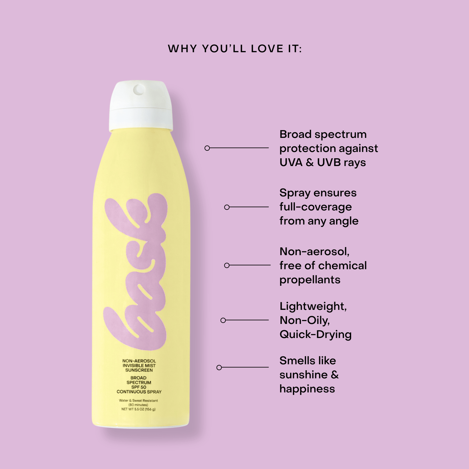 Bask SPF 50 Non - Aerosol Spray Sunscreen - Lalka Beauty Co.
