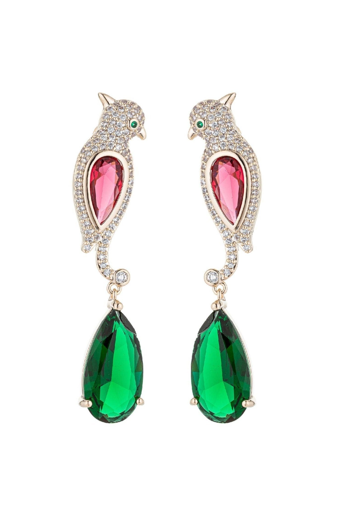Birdie 18K Gold Plated CZ Crystal Drop Earring - Lalka Beauty Co.