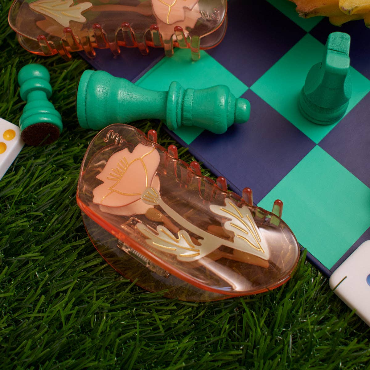 California Poppy Wildflower Hair Claw in Clear Acetate - Lalka Beauty Co.