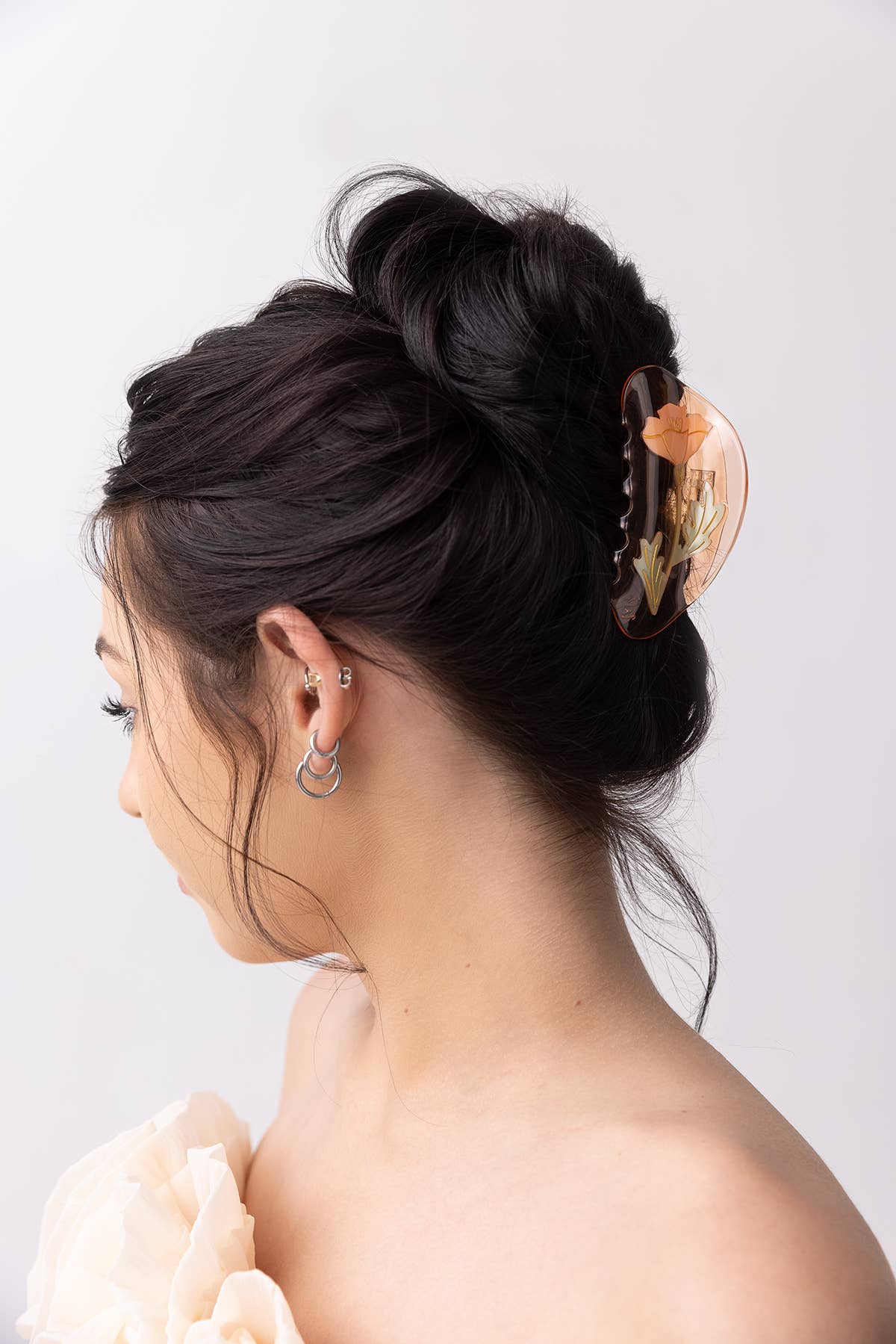 California Poppy Wildflower Hair Claw in Clear Acetate - Lalka Beauty Co.