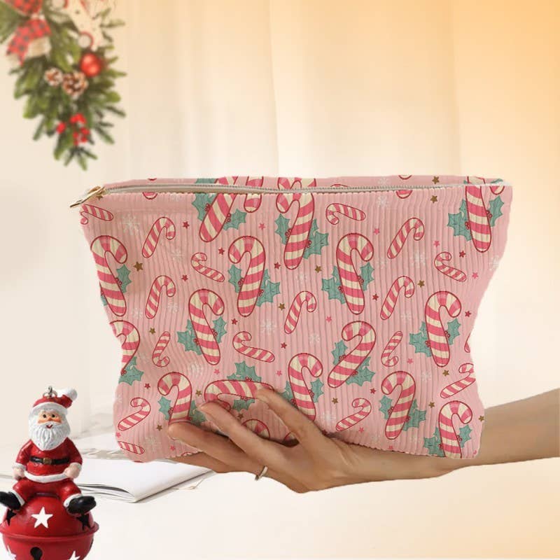 Candy Cane CHRISTMAS COSMETIC MAKEUP POUCH BAG | - Lalka Beauty Co.