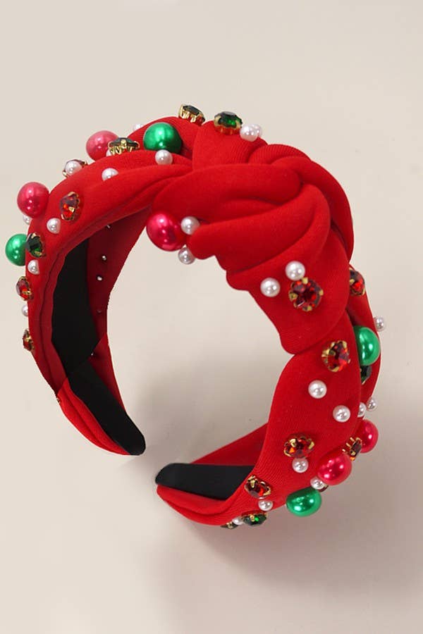 CHRISTMAS SEED BEAD HAIR BAND HEADBAND | 40HB156 - Lalka Beauty Co.