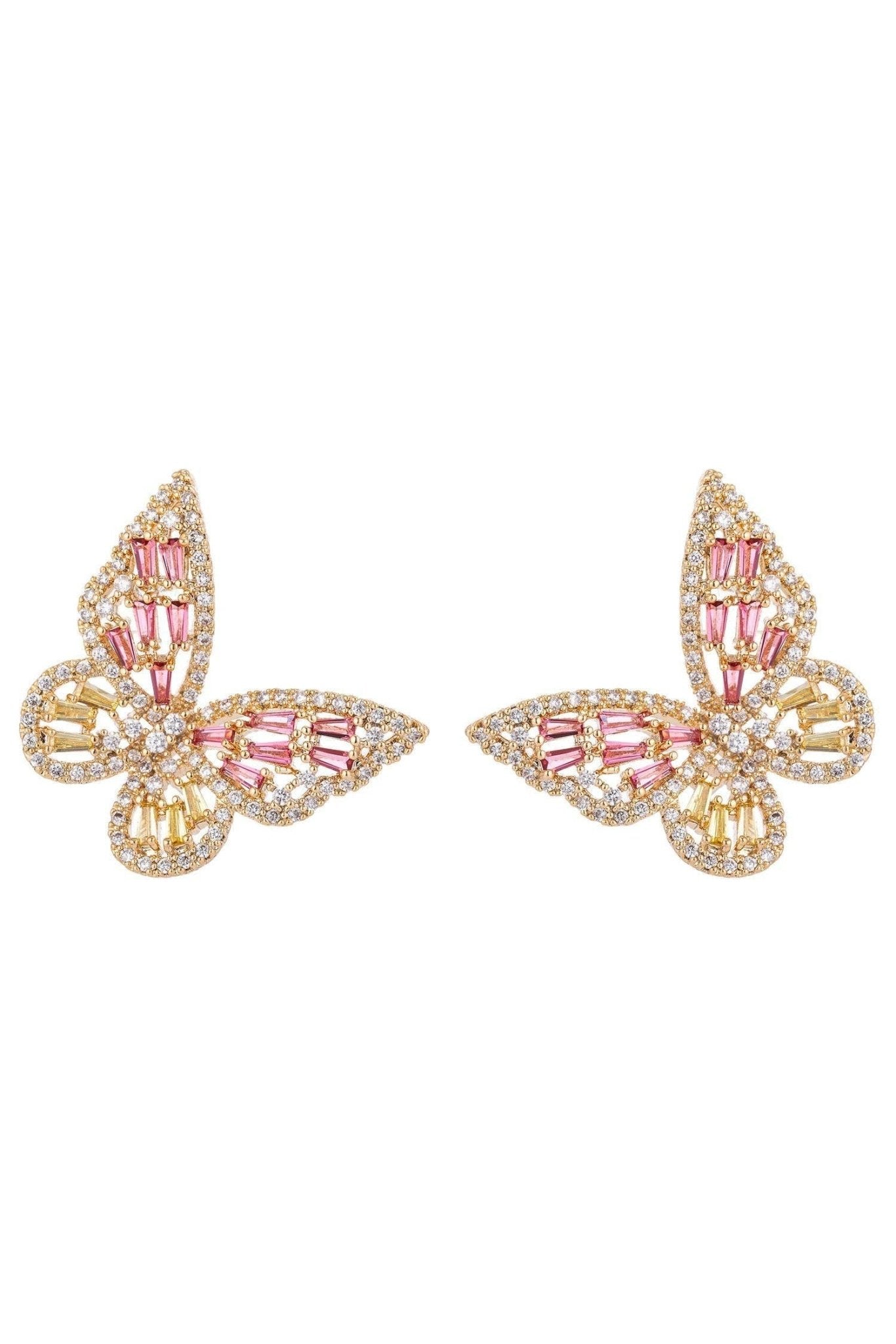 Claudia Butterfly rhinestone Earrings - Pink - Lalka Beauty Co.