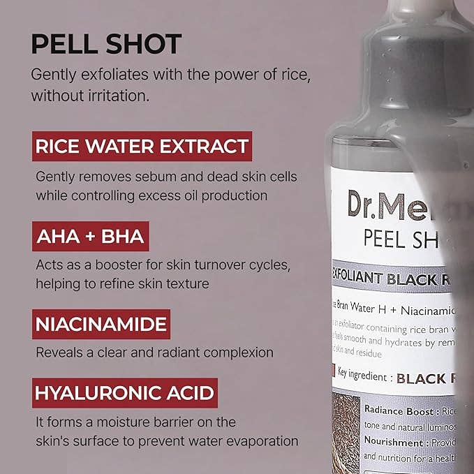 DR MELAXIN Peel Shot Glow Black Rice Peeling Ampoule 80ml - Lalka Beauty Co.