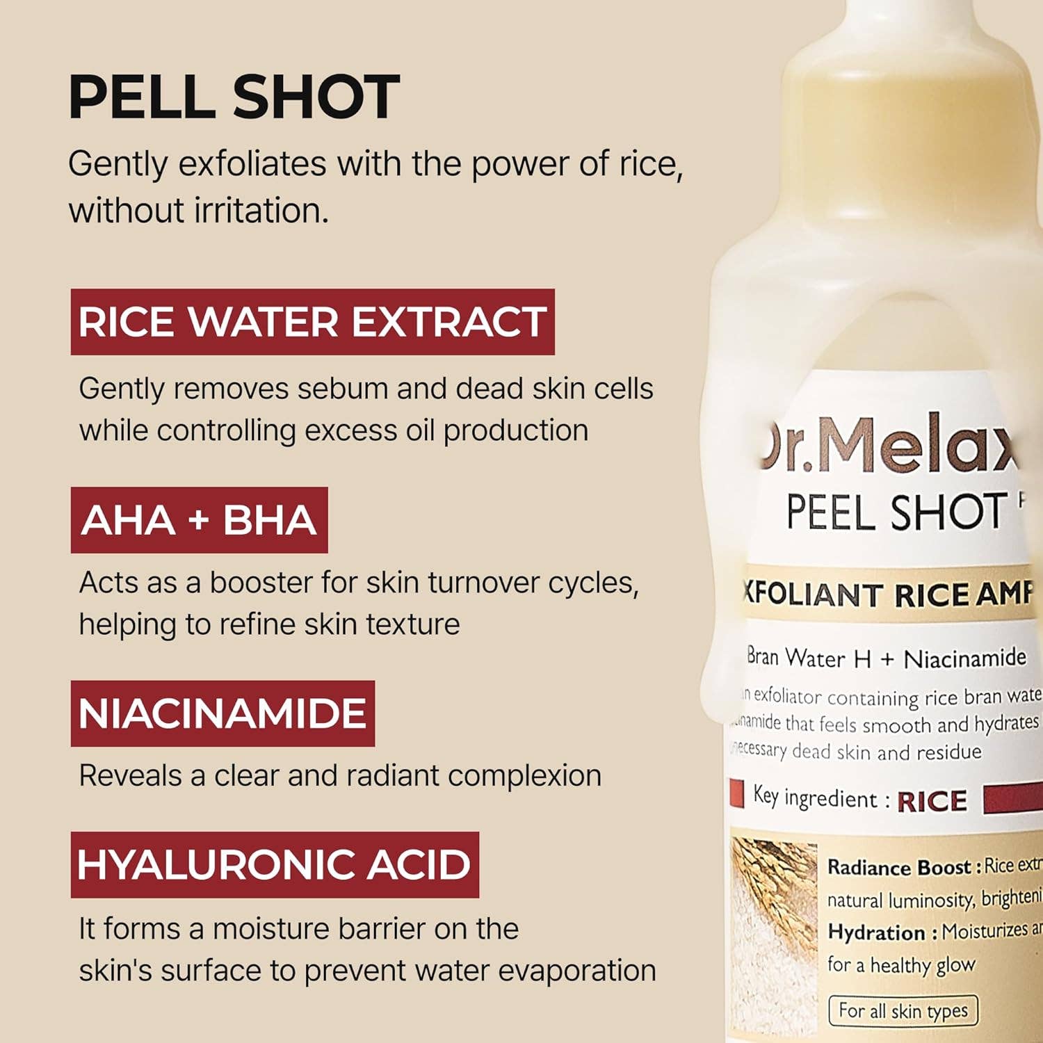 DR MELAXIN Peel Shot Glow White Rice Peeling Ampoule 80ml - Lalka Beauty Co.