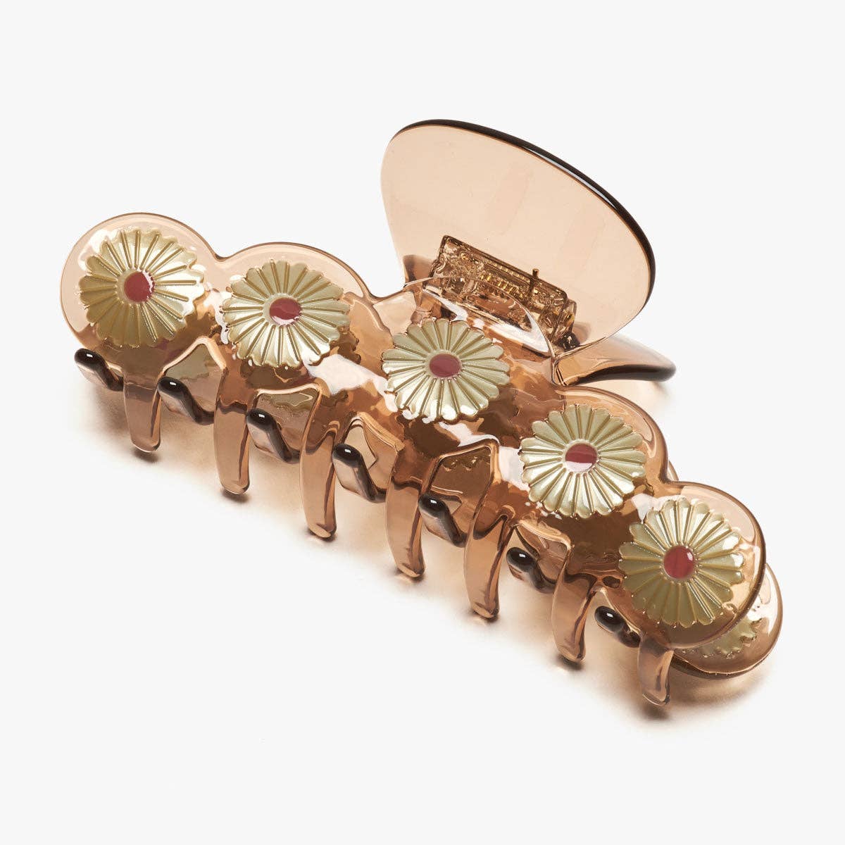 Eclipta Daisy Flower XL Hair Claw in Clear Brown Acetate - Lalka Beauty Co.