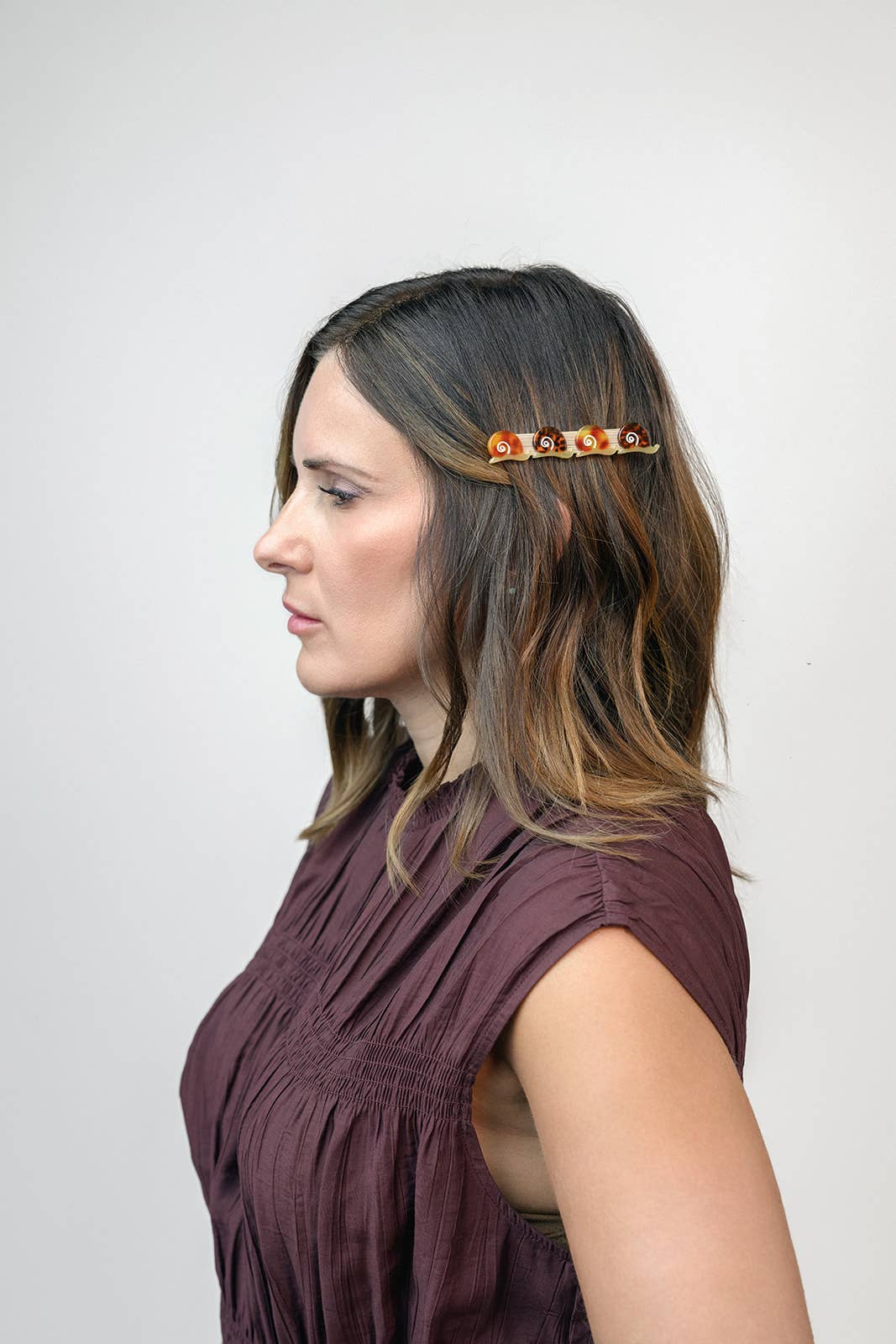 Escargot Snail Neutral Pattern Acetate Alligator Hair Clip - Lalka Beauty Co.