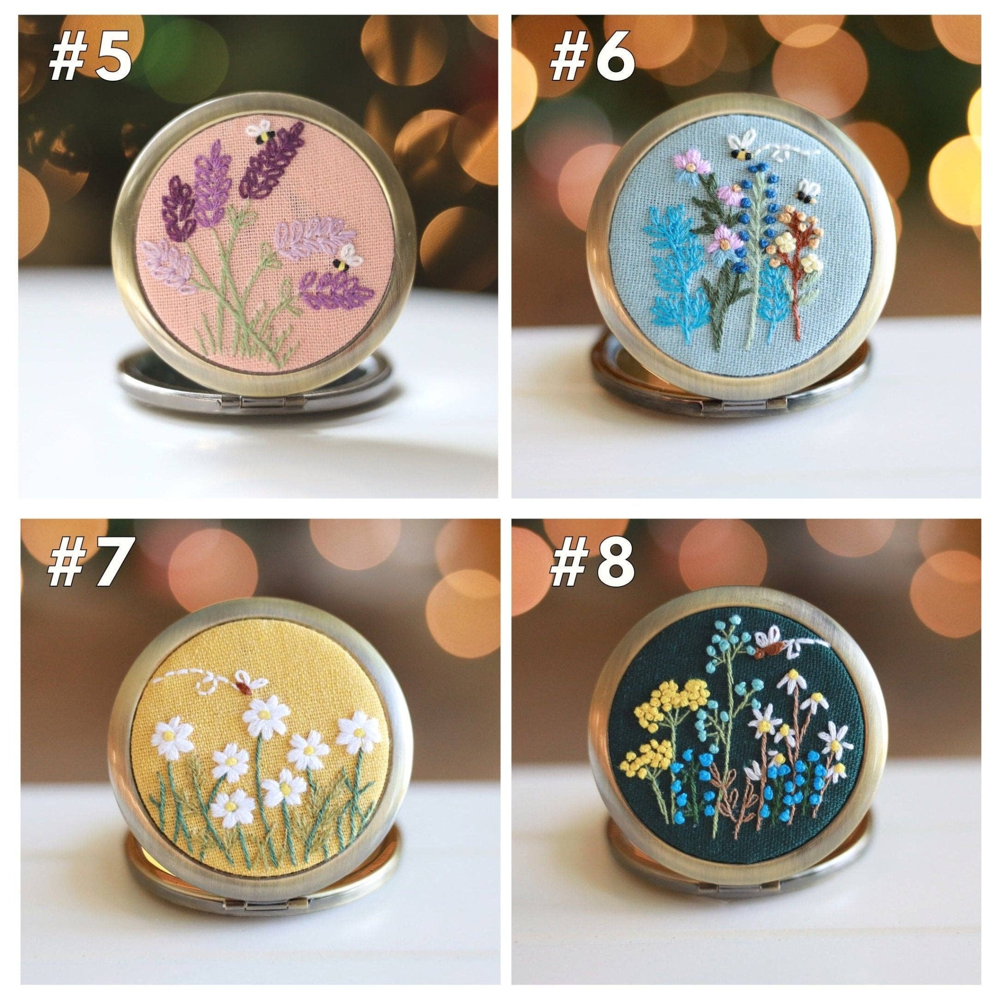 Floral Embroidered Compact Mirror - Lalka Beauty Co.