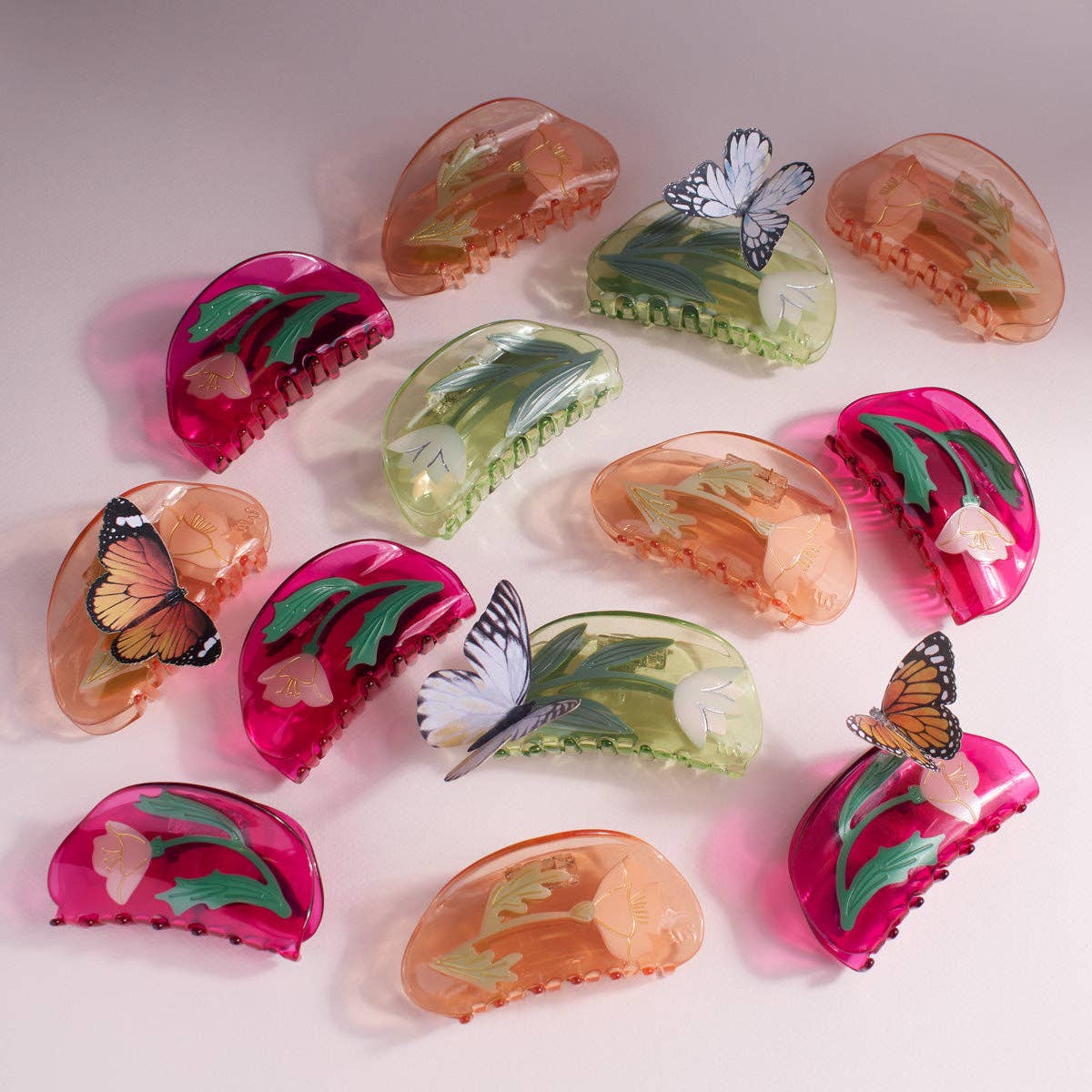 Fuchsia and Pink Acetate Mexican Primrose Hair Claw - Lalka Beauty Co.