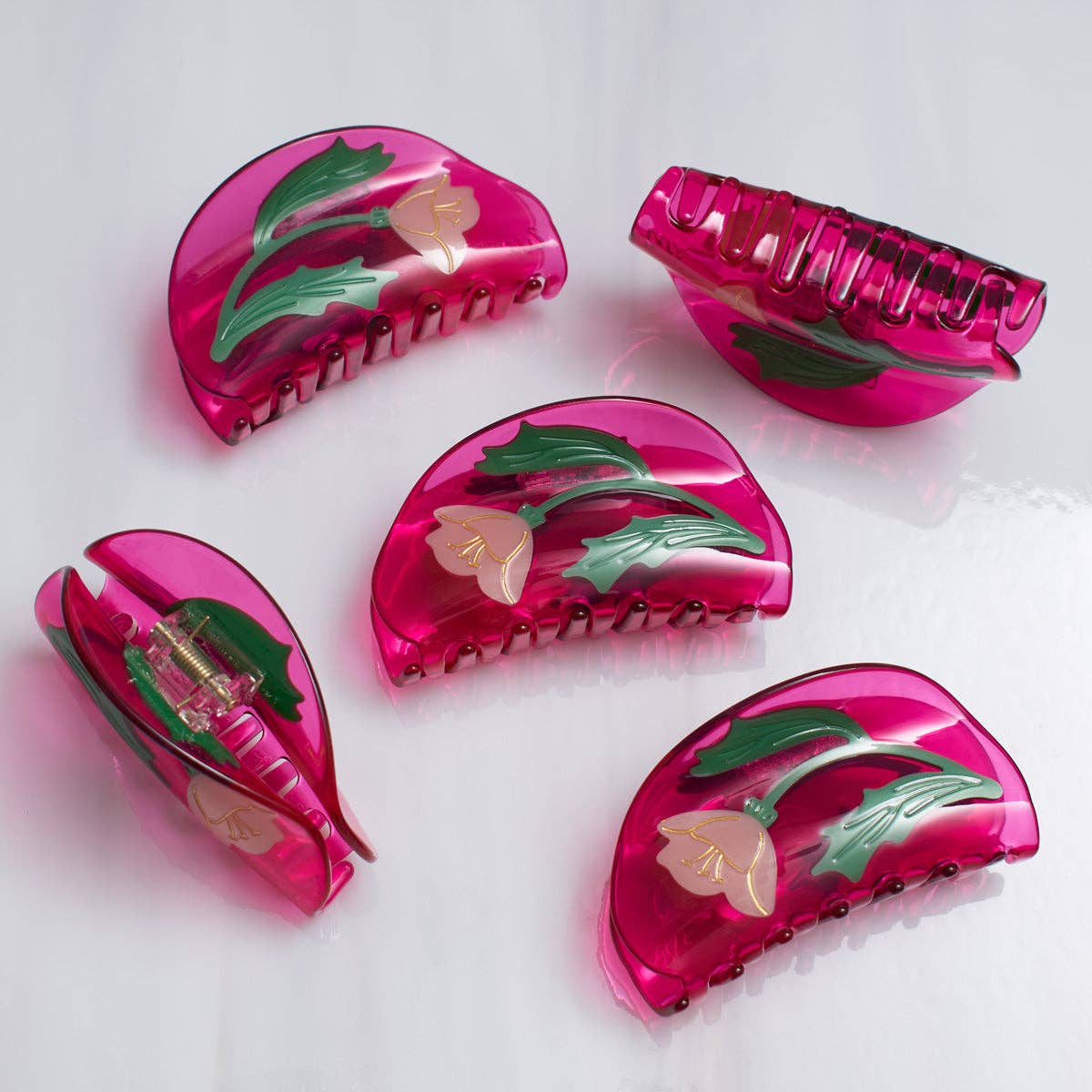 Fuchsia and Pink Acetate Mexican Primrose Hair Claw - Lalka Beauty Co.