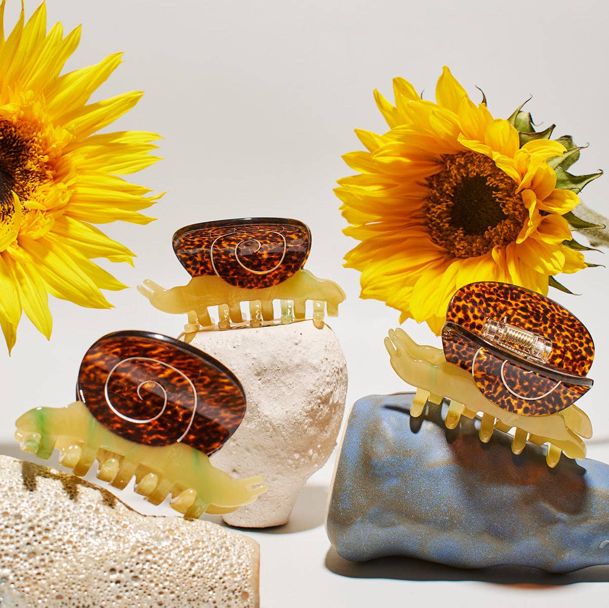 Garden Snail Small Hair Claw in Yellow and Amber Acetate - Lalka Beauty Co.