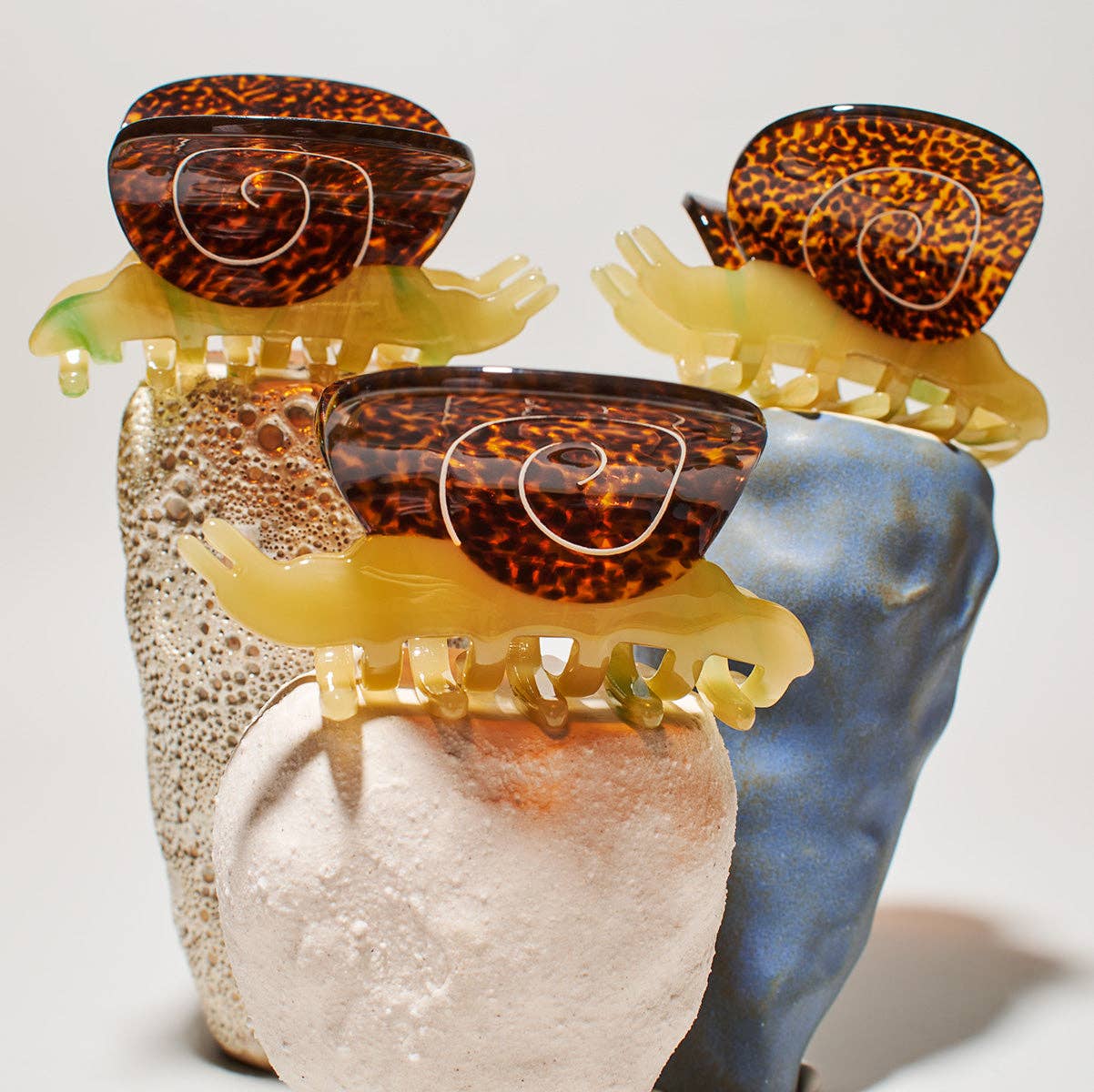 Garden Snail Small Hair Claw in Yellow and Amber Acetate - Lalka Beauty Co.