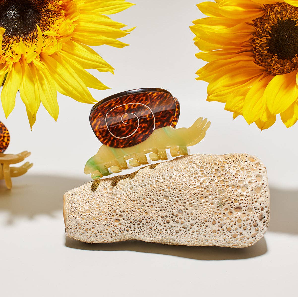 Garden Snail Small Hair Claw in Yellow and Amber Acetate - Lalka Beauty Co.