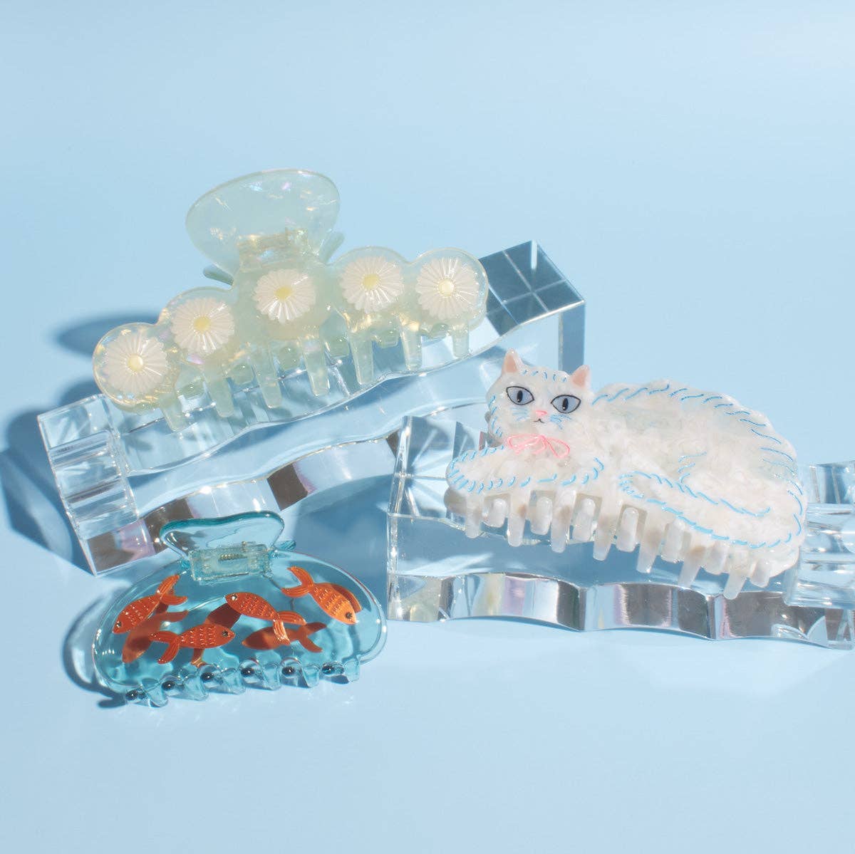 Goldfish Women's Hair Claw in Crystal Clear Blue Acetate - Lalka Beauty Co.