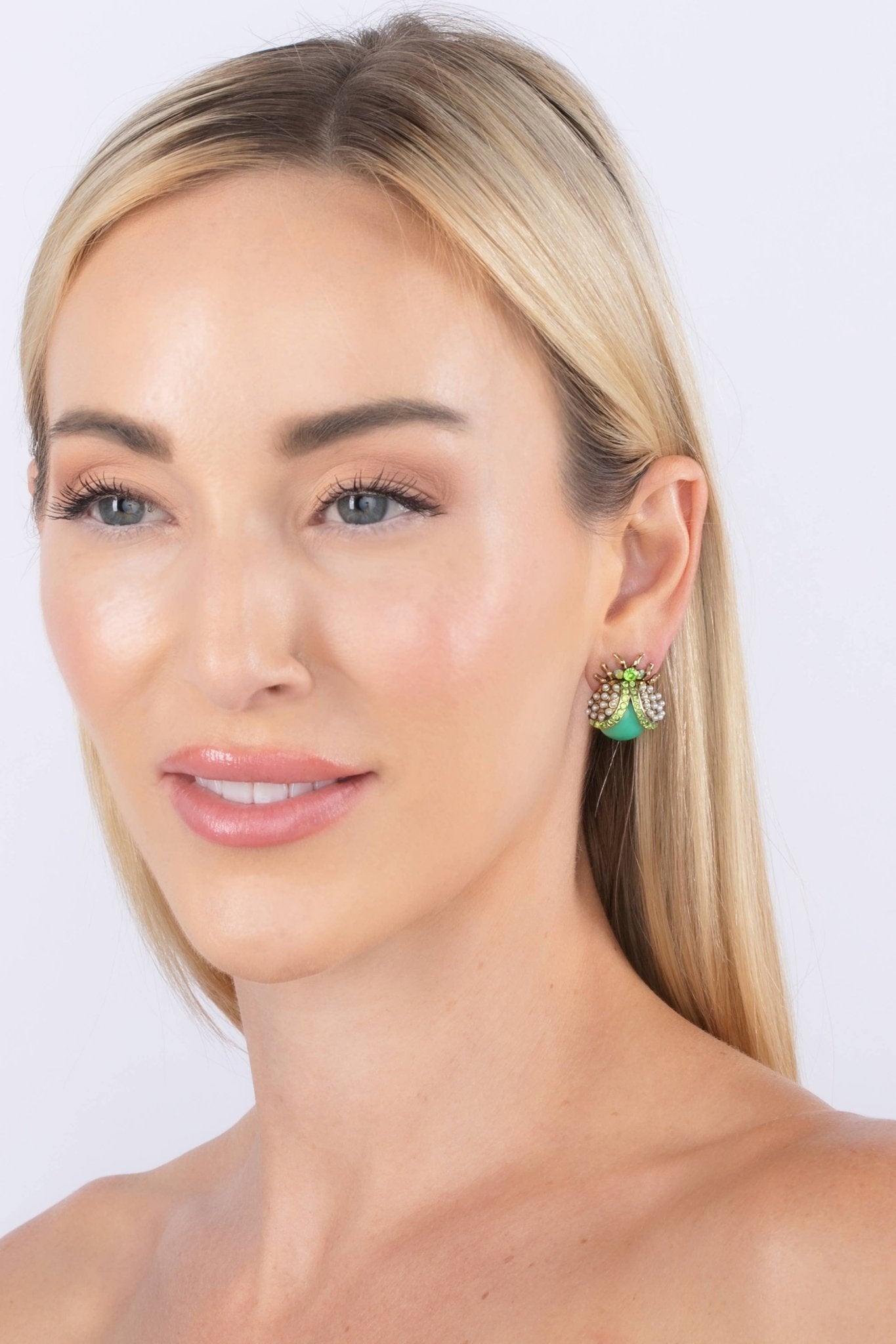 Green Beetle Earrings - Lalka Beauty Co.