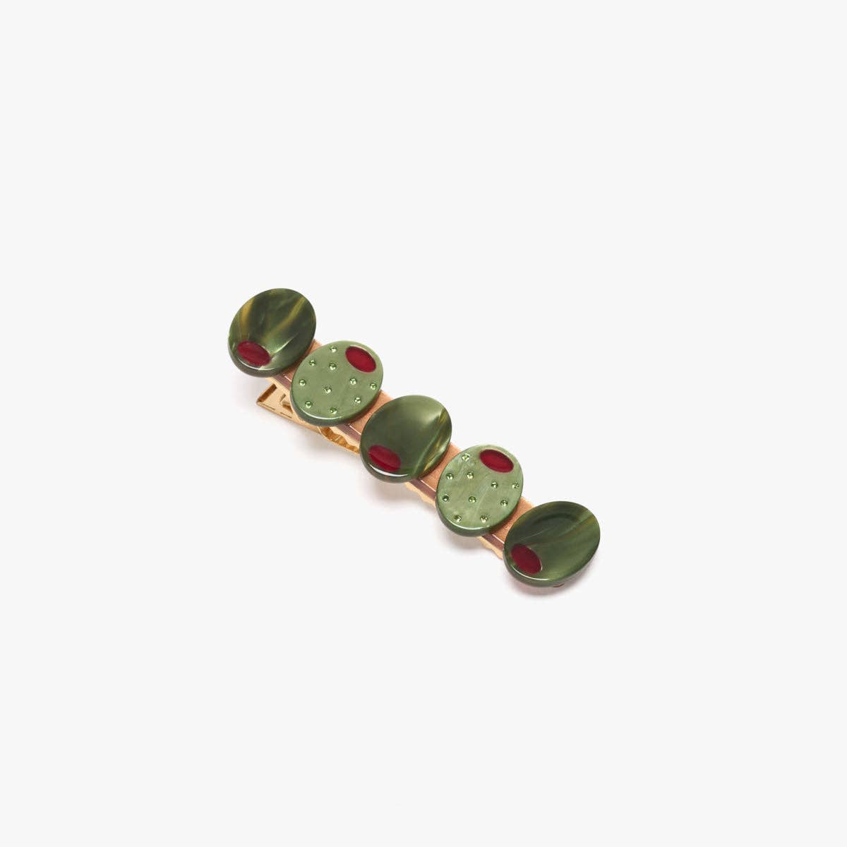 Green Olive Sparkly Cocktail Alligator Hair Clip Accessory - Lalka Beauty Co.