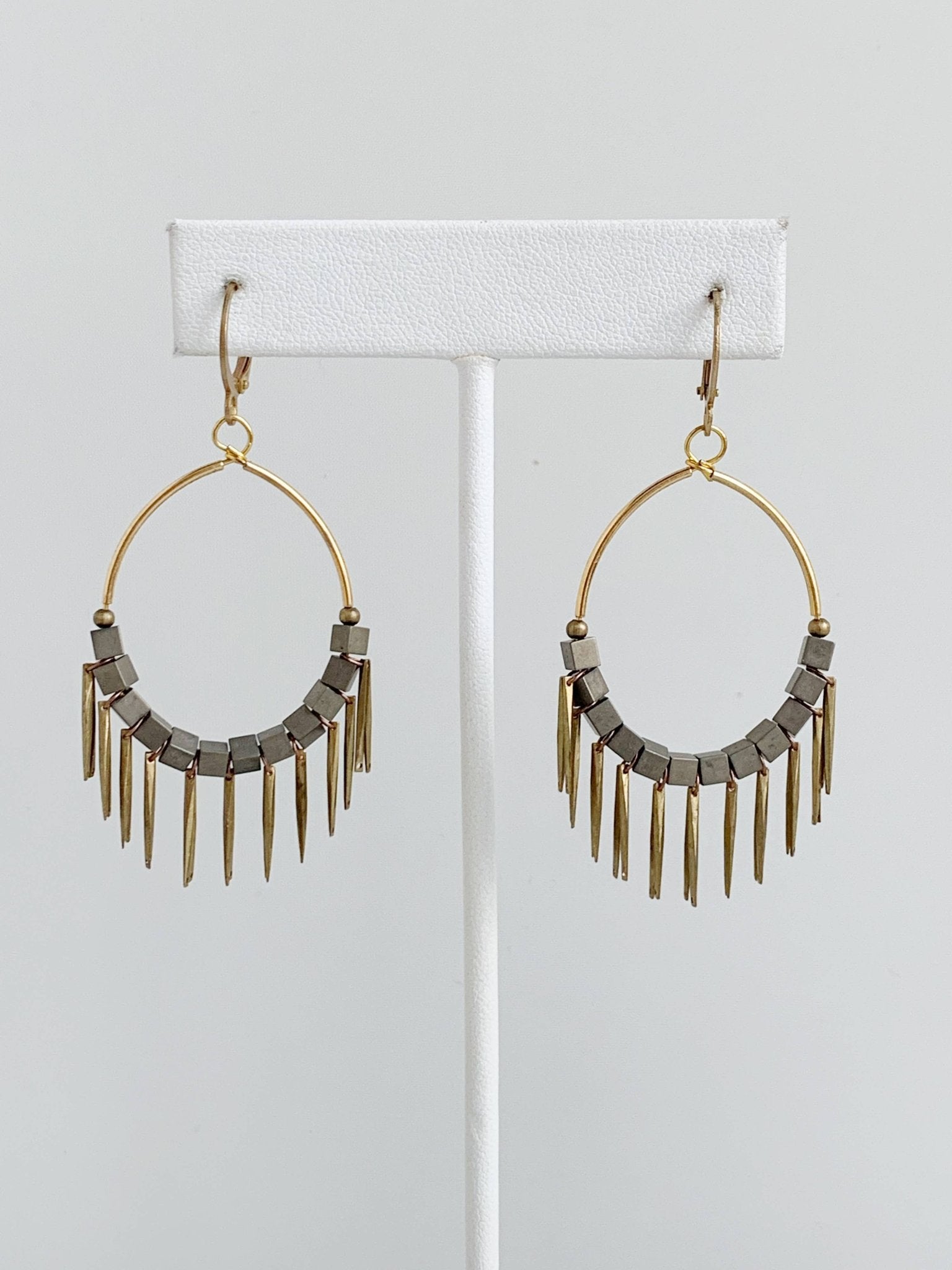 Gunmetal Squares with Tassels Earrings - Lalka Beauty Co.