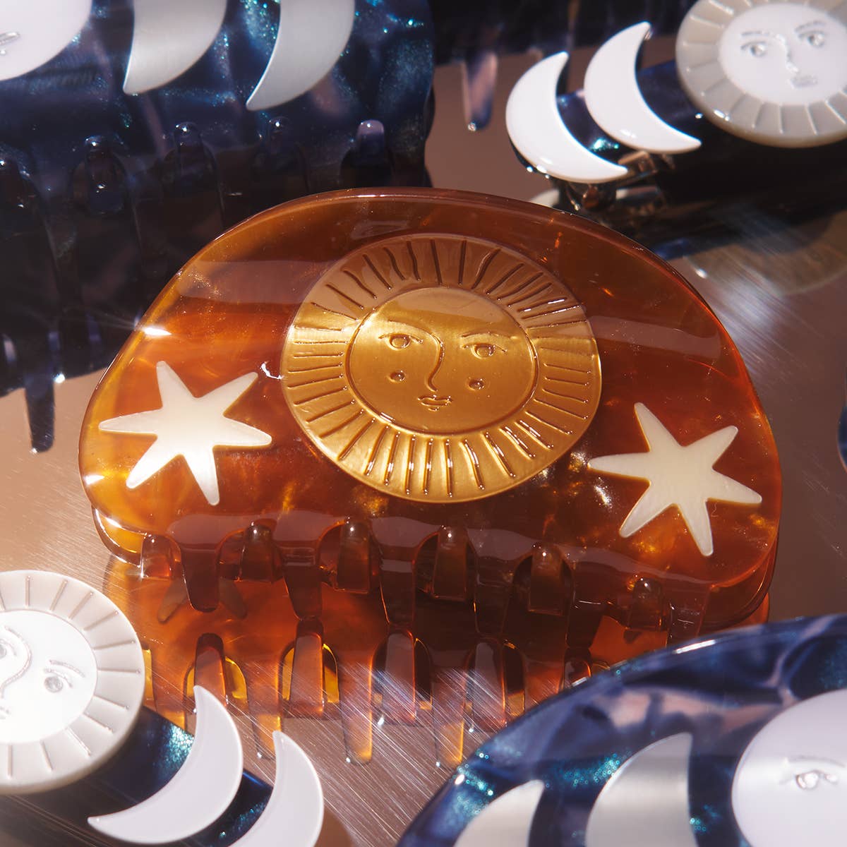 Hemera Golden Astrology Sun and Stars Shimmer Hair Claw - Lalka Beauty Co.