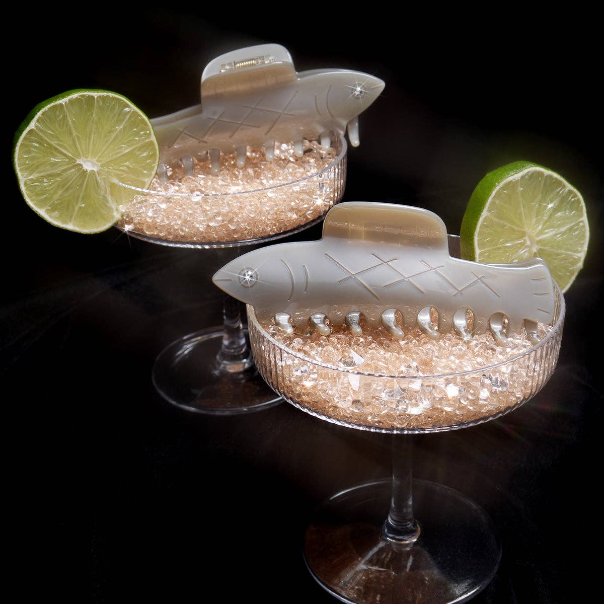 Herring Fish Silver Acetate Hair Claw with Rhinestone Eye - Lalka Beauty Co.