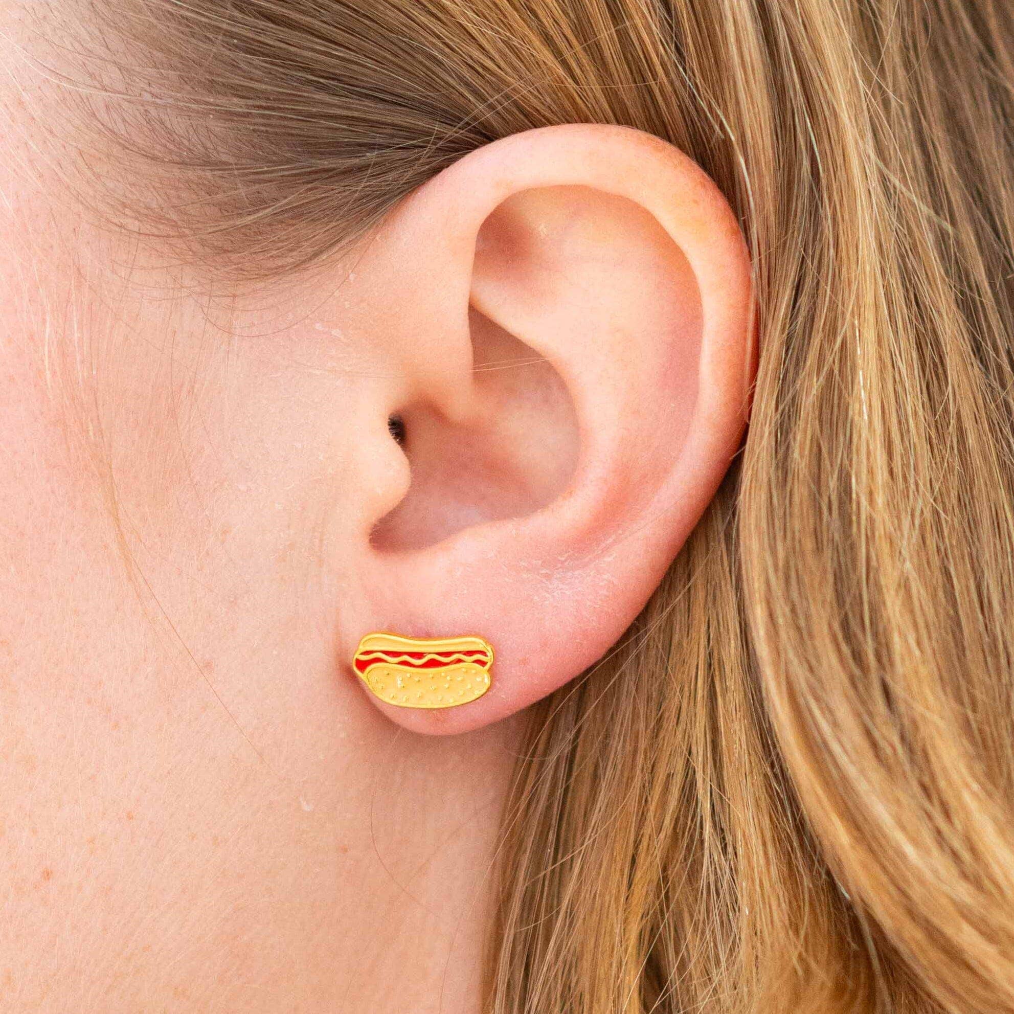 Hot Dog Enamel Earrings - Lalka Beauty Co.