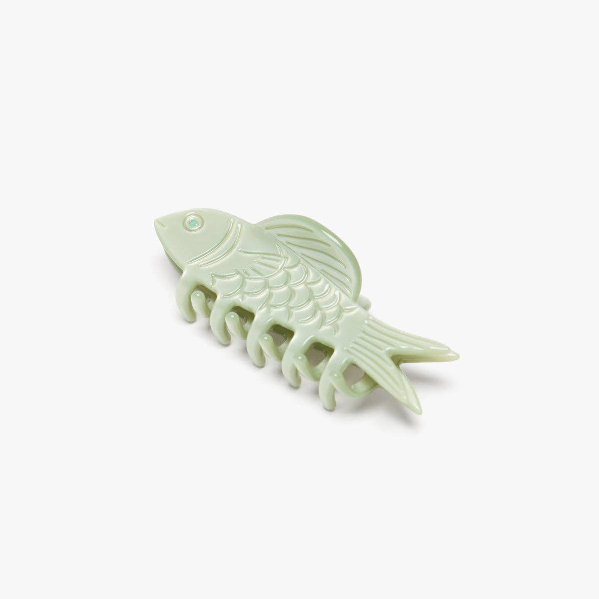 Jade Green Fish Mini Acetate Hair Claw Clip Opal Rhinestones - Lalka Beauty Co.