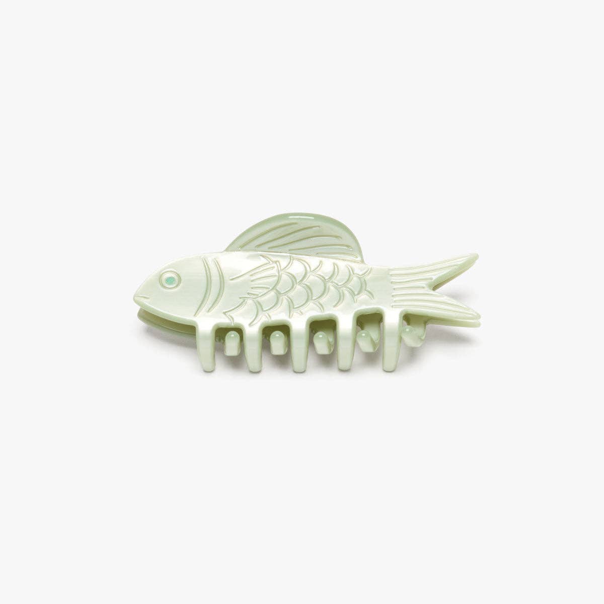 Jade Green Fish Mini Acetate Hair Claw Clip Opal Rhinestones - Lalka Beauty Co.