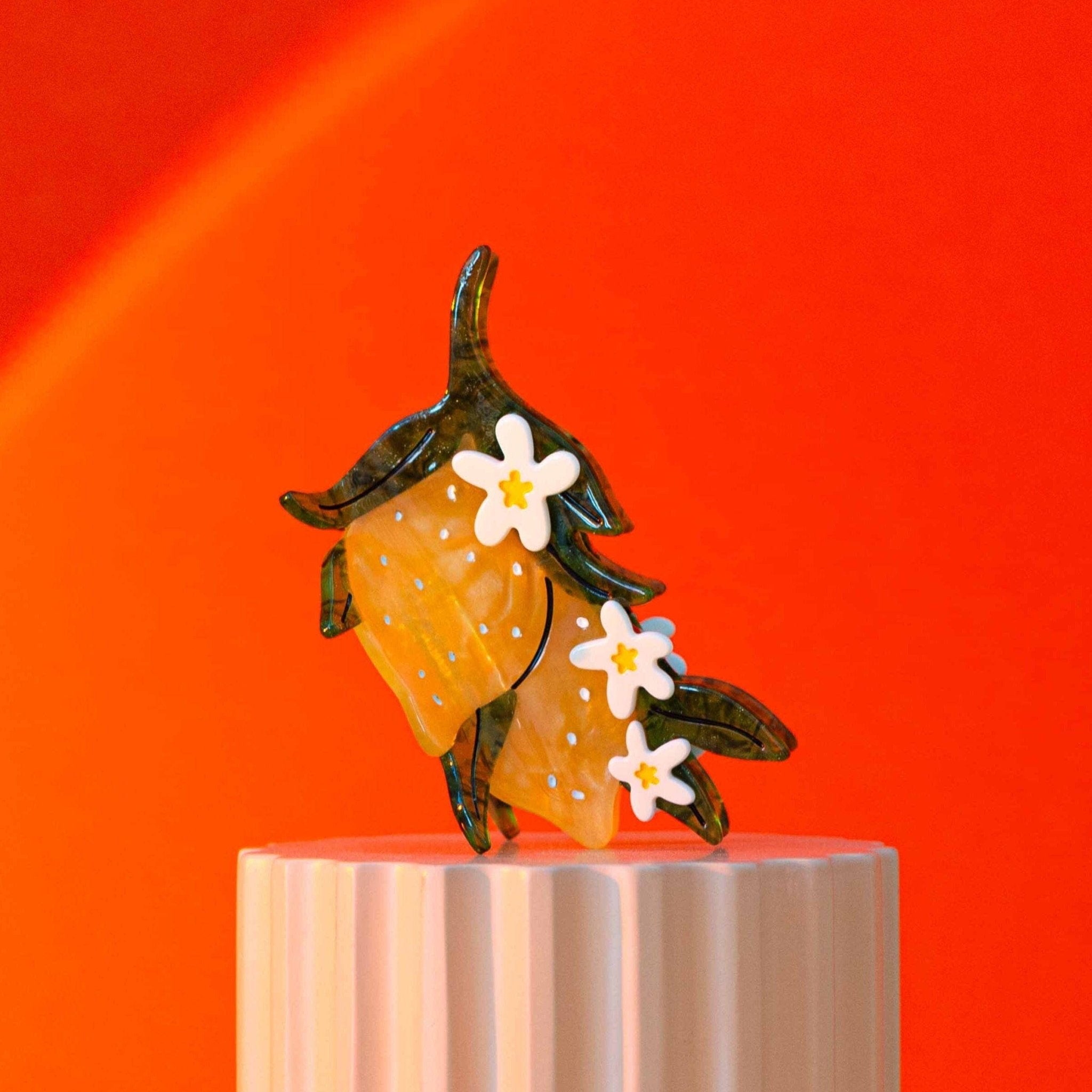 Large Lemon and Flowers Hair Claw Clip - Lalka Beauty Co.