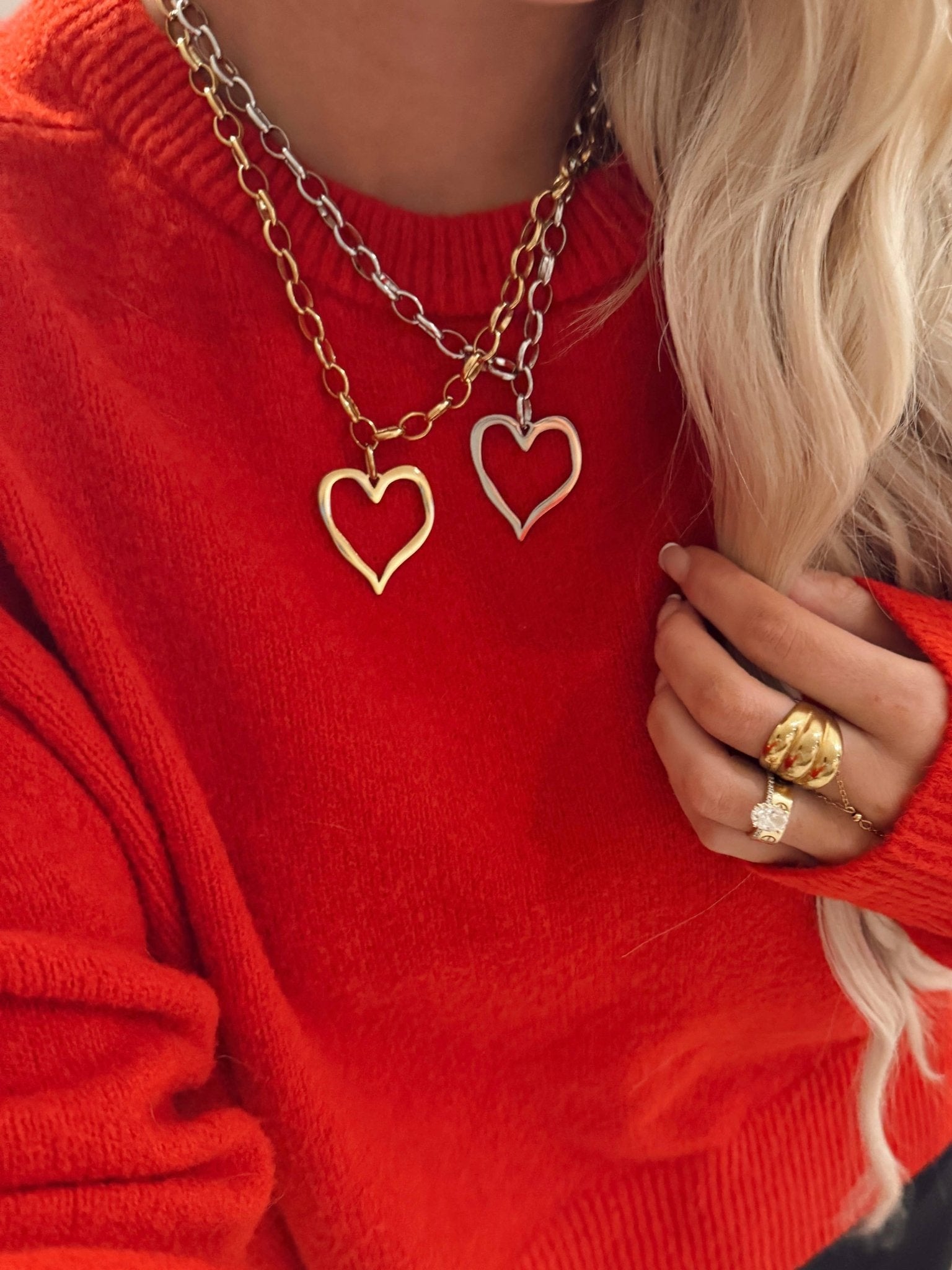 LARGE OPEN HEART NECKLACE - Lalka Beauty Co.