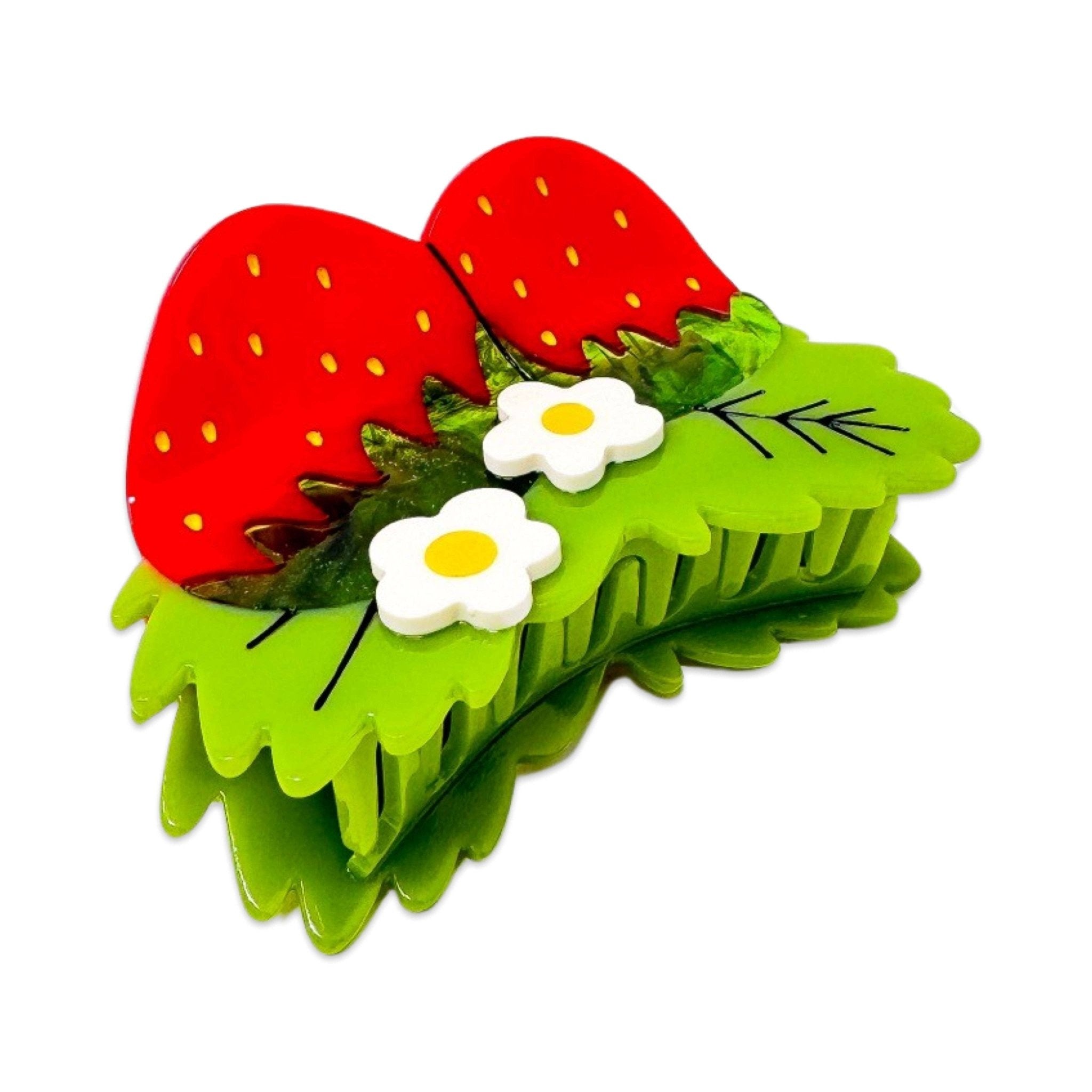 Large Strawberries and Flowers Hair Claw Clip - Lalka Beauty Co.