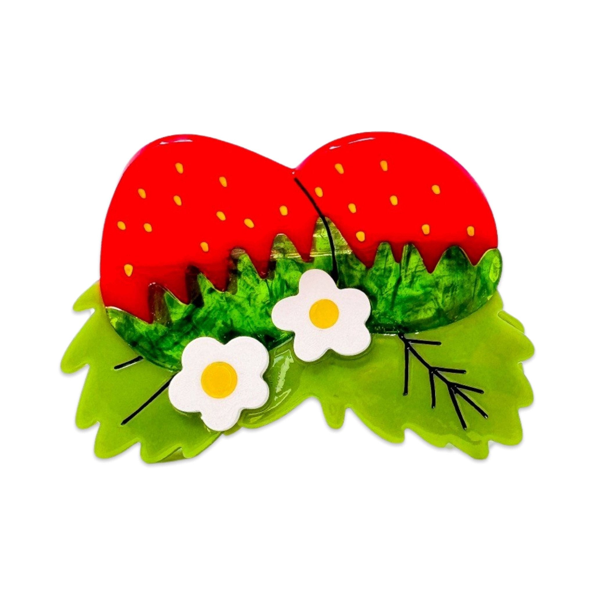 Large Strawberries and Flowers Hair Claw Clip - Lalka Beauty Co.