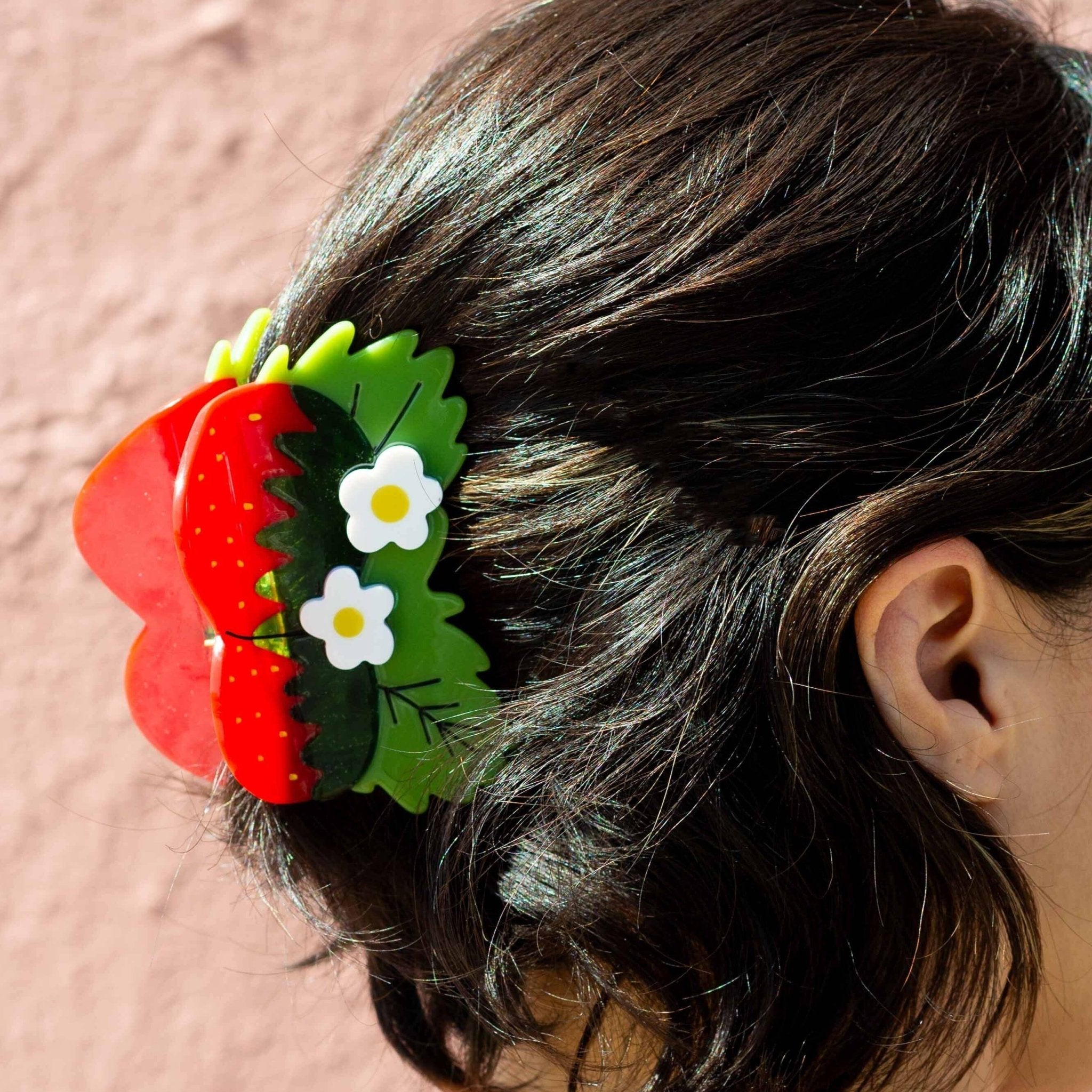 Large Strawberries and Flowers Hair Claw Clip - Lalka Beauty Co.