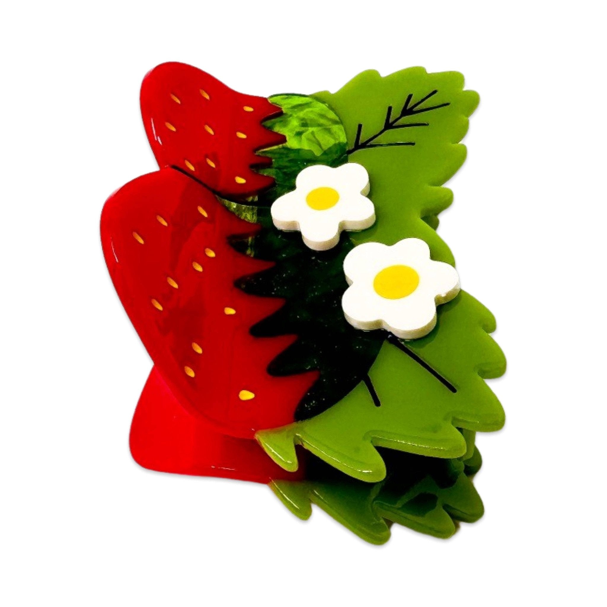 Large Strawberries and Flowers Hair Claw Clip - Lalka Beauty Co.