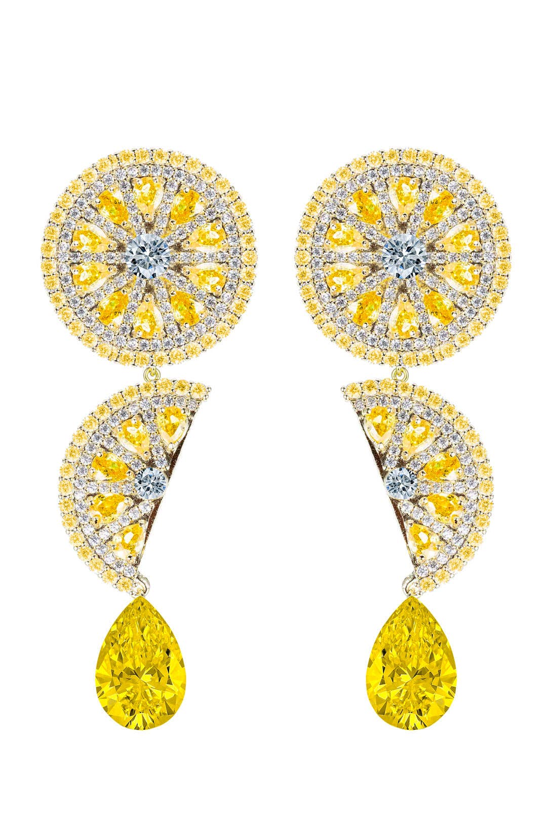 Lemon Squeeze 18K Gold Plated CZ Drop Earrings - Lalka Beauty Co.