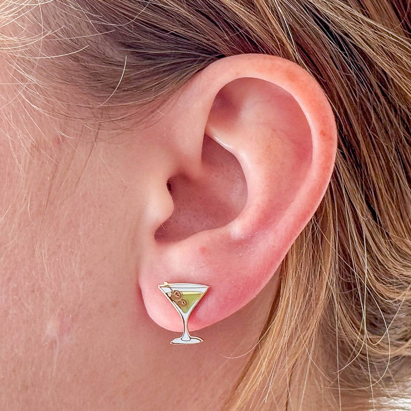 Martini Enamel Earrings - Lalka Beauty Co.