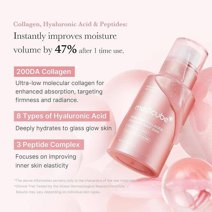 MEDICUBE PDRN Pink Collagen Exosome Shot Serum 2,000 PPM 30ml 1.01 fl.oz - Lalka Beauty Co.