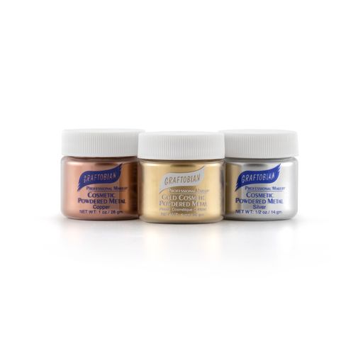 Graftobian Cosmetic Powdered Metals -Silver .5 oz ,Gold .81 oz, Copper 1 oz