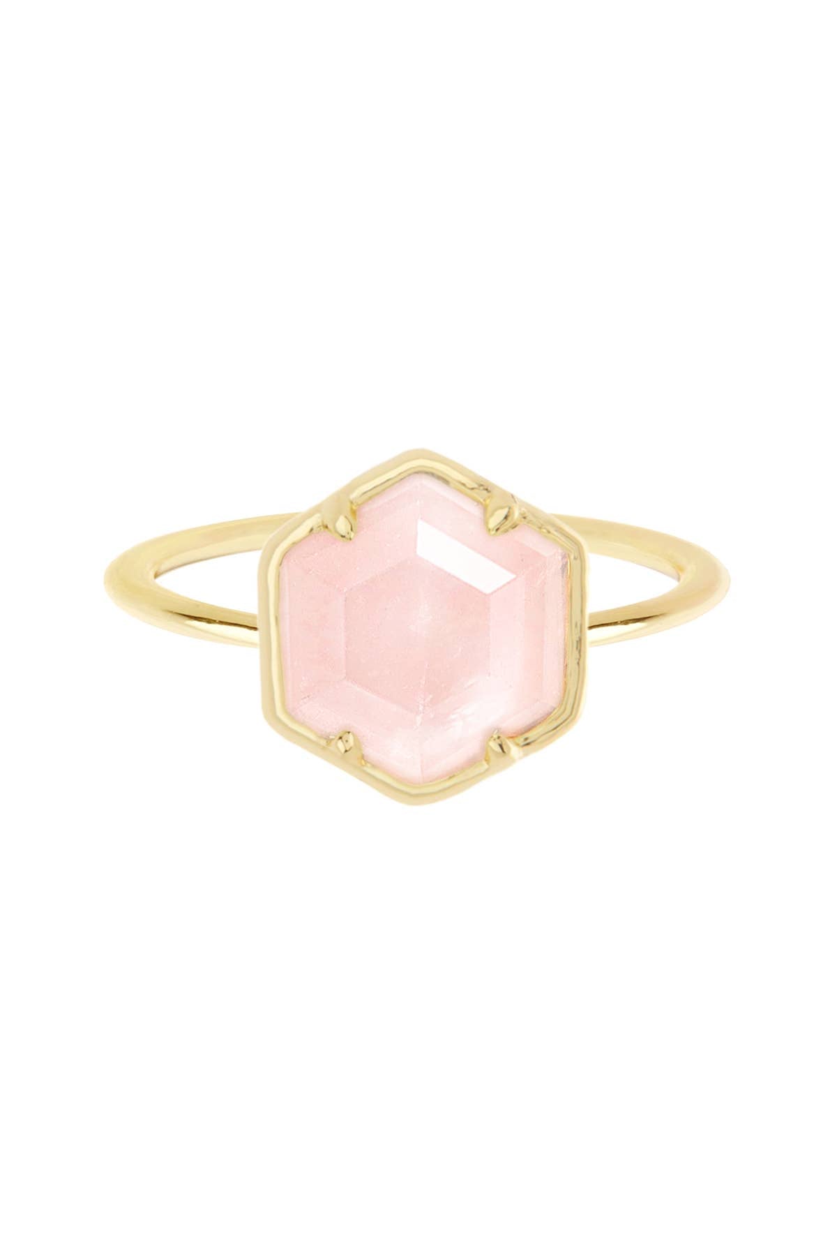 Rose Quartz Hexagon Ring - GF - Lalka Beauty Co.