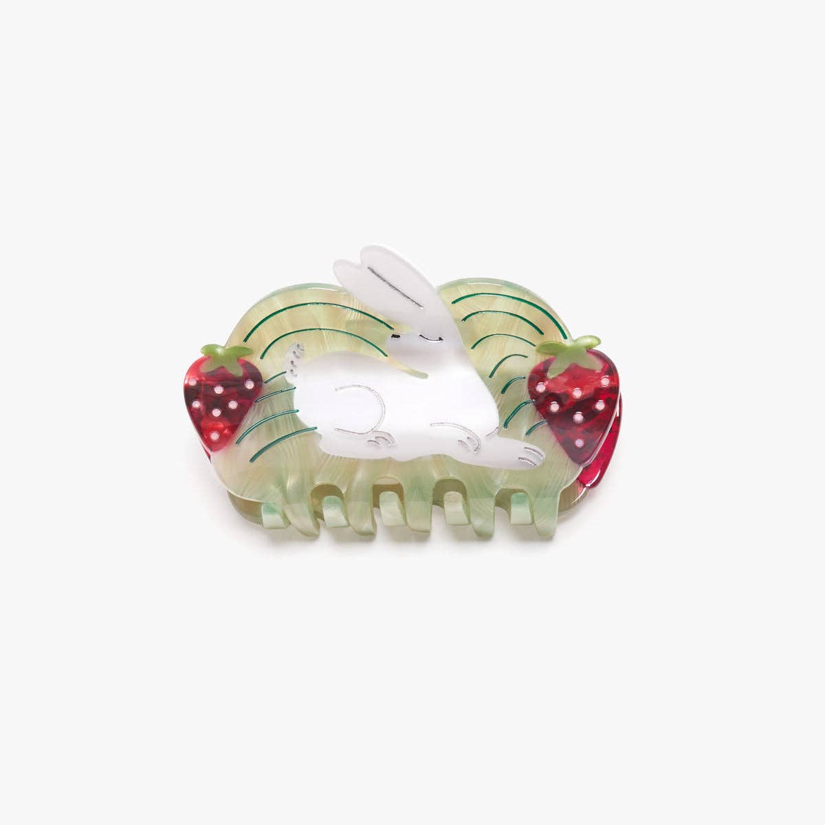 Strawberry Fields White Rabbit Cute Acetate Hair Claw Clip - Lalka Beauty Co.