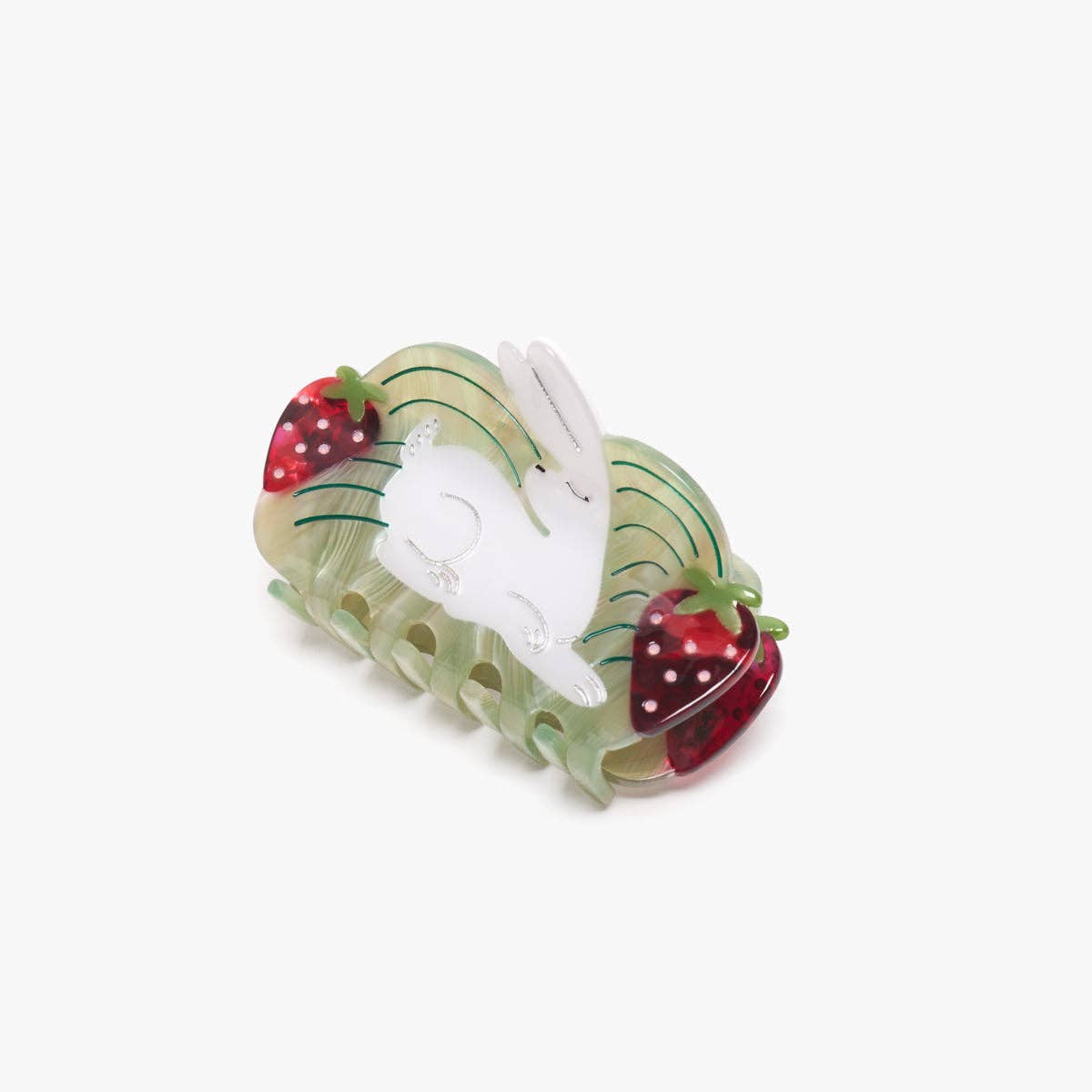 Strawberry Fields White Rabbit Cute Acetate Hair Claw Clip - Lalka Beauty Co.
