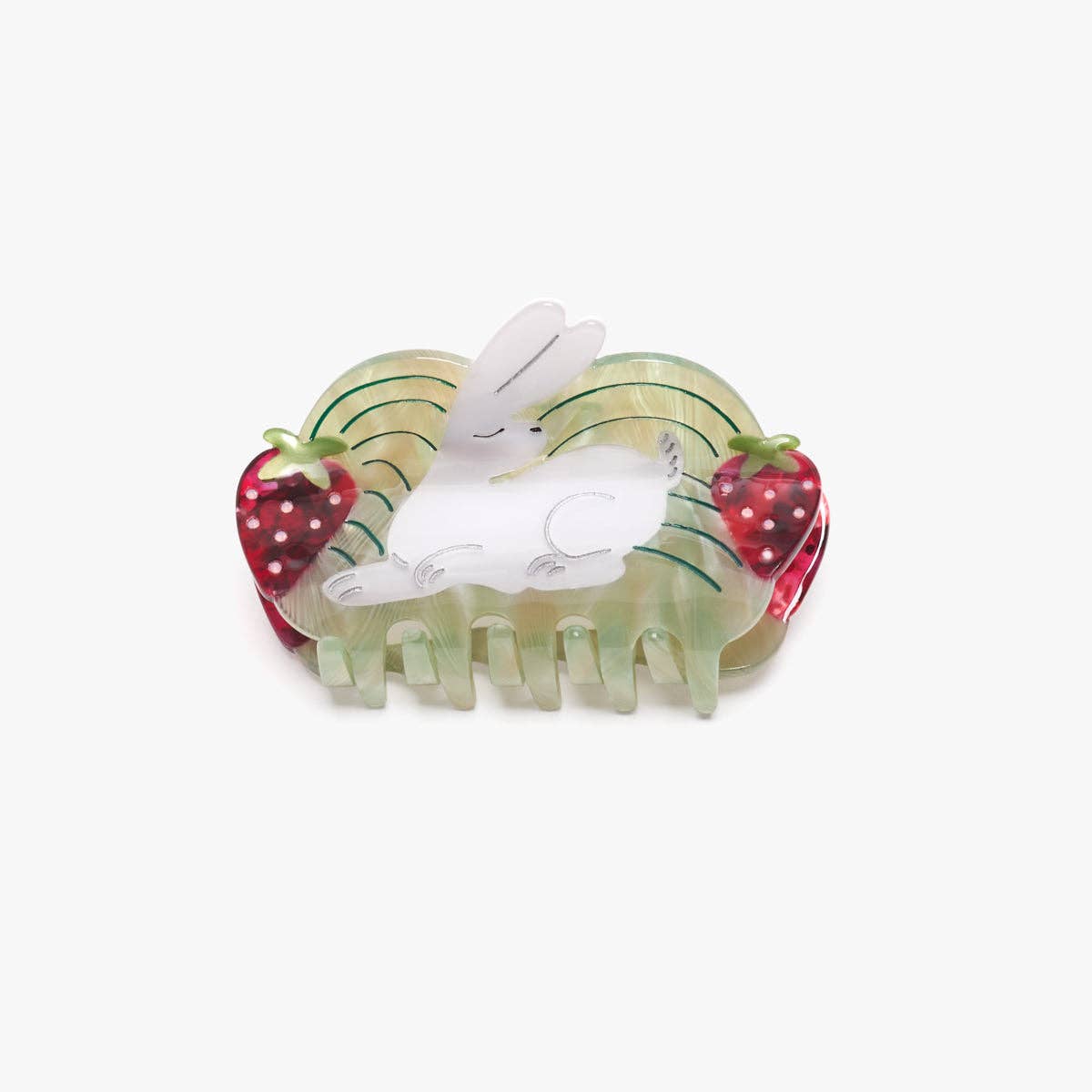 Strawberry Fields White Rabbit Cute Acetate Hair Claw Clip - Lalka Beauty Co.
