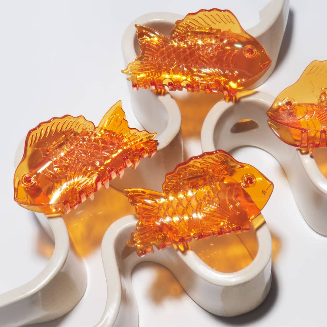 Taiyaki Sea Bream Clear Orange Acetate Ocean Fish Hair Claw Clip - Lalka Beauty Co.