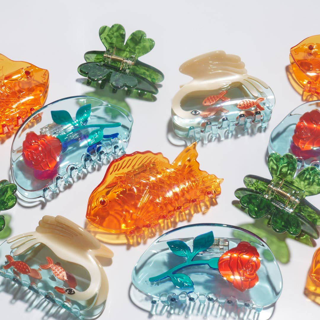 Taiyaki Sea Bream Clear Orange Acetate Ocean Fish Hair Claw Clip - Lalka Beauty Co.