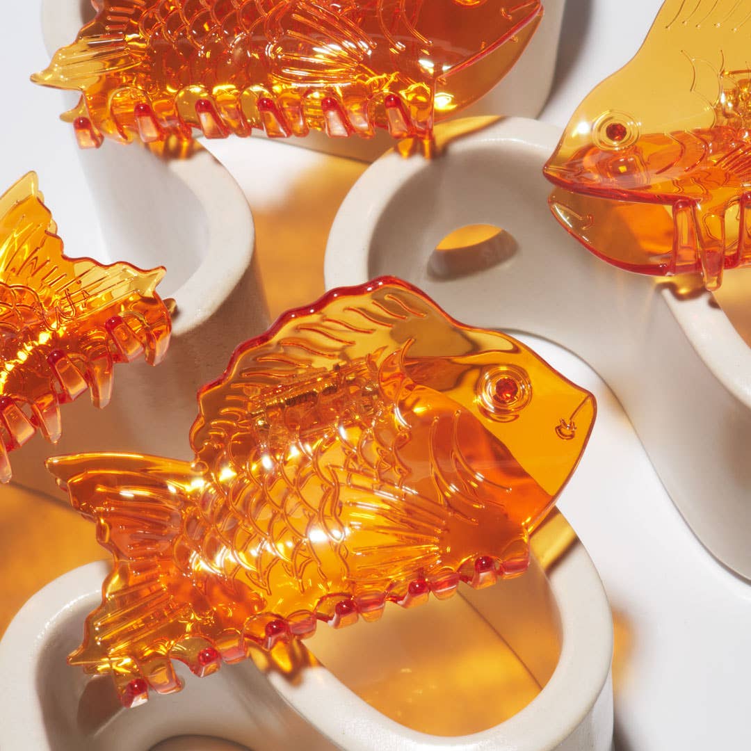 Taiyaki Sea Bream Clear Orange Acetate Ocean Fish Hair Claw Clip - Lalka Beauty Co.