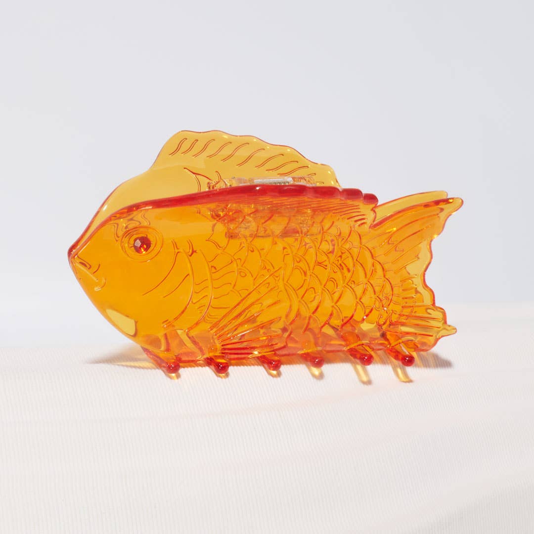 Taiyaki Sea Bream Clear Orange Acetate Ocean Fish Hair Claw Clip - Lalka Beauty Co.