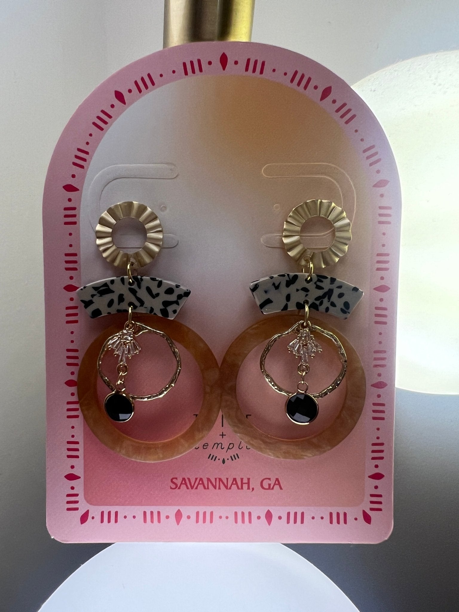 Tribe and Temple circular drop earrings earth tone - Lalka Beauty Co.