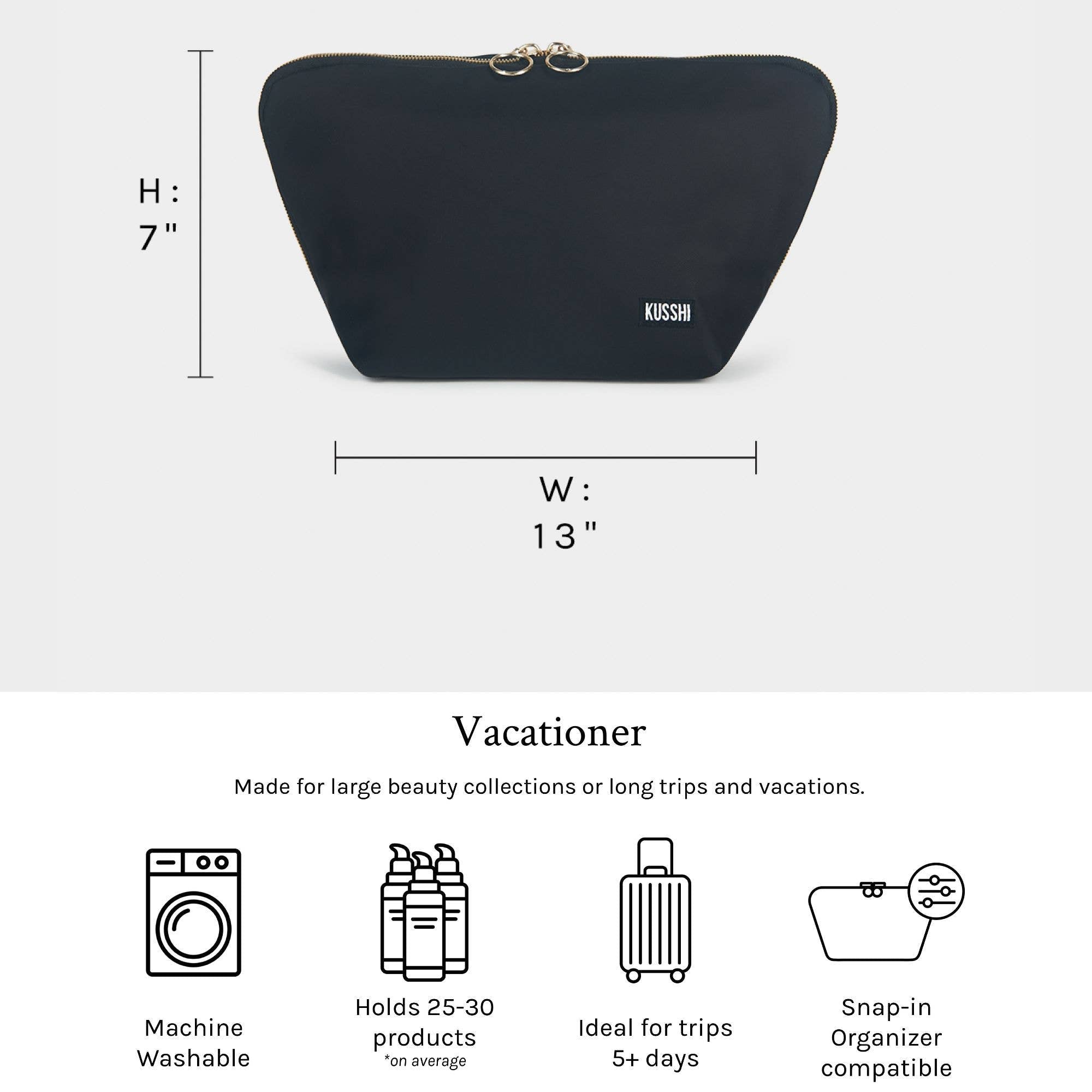 Vacationer Makeup Bag - Machine Washable Large Cosmetic Bag - Lalka Beauty Co.