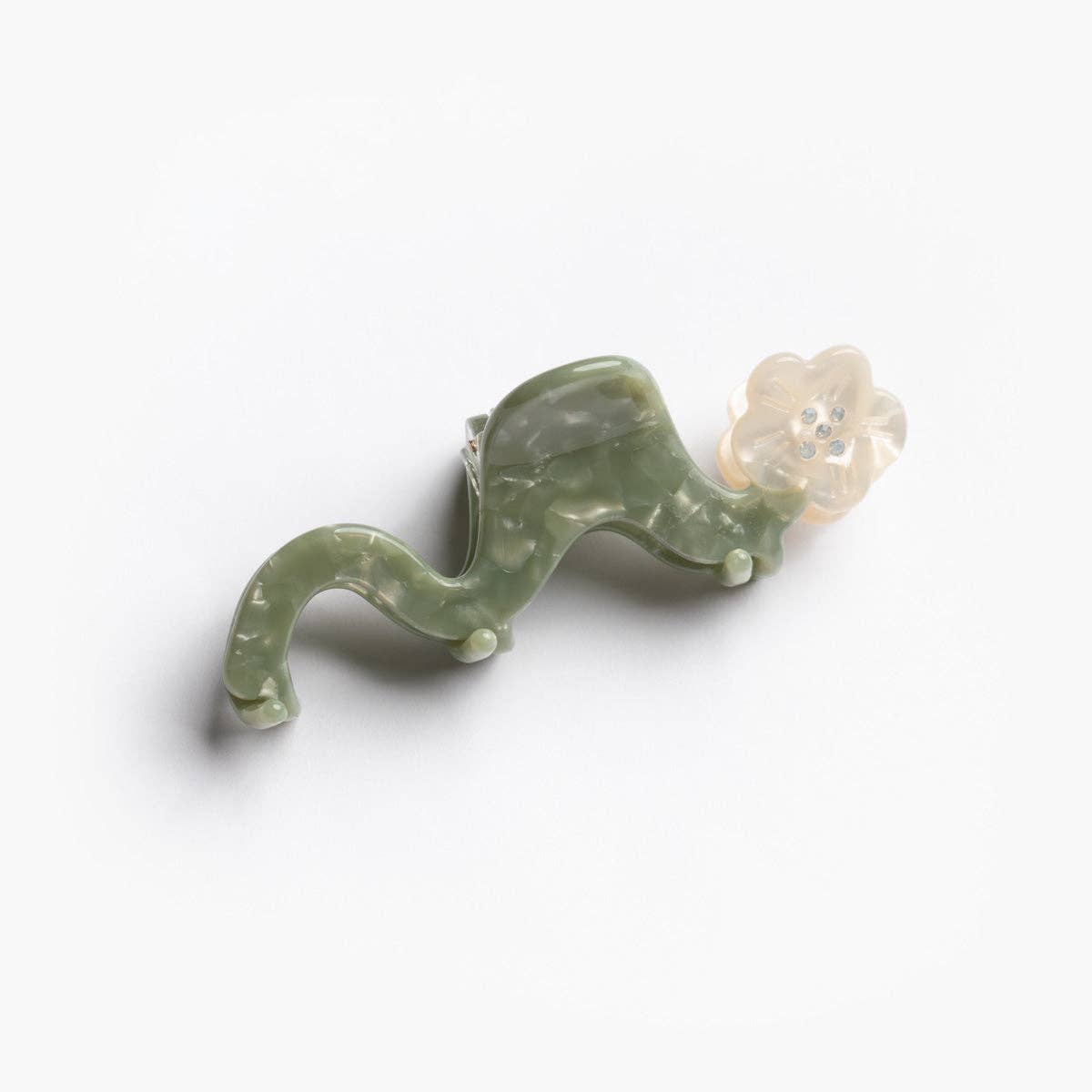 White Orange Blossom Flower Small Squiggle Acetate Hair Claw - Lalka Beauty Co.
