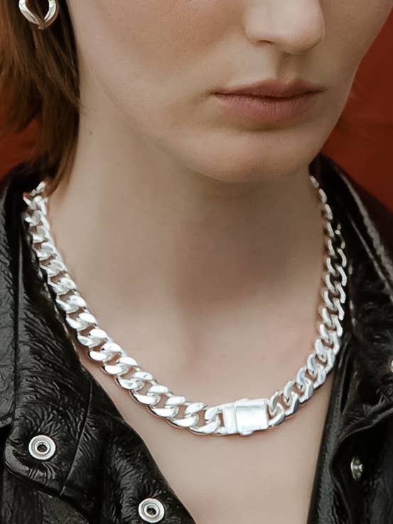 Will Non - Tarnish Classic Bold Cuban Chain Necklace: Silver - Lalka Beauty Co.