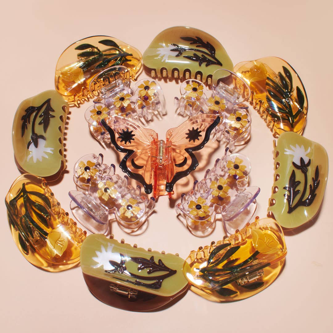 Women's Orange Acetate Monarch Butterfly Hair Claw Clip - Lalka Beauty Co.